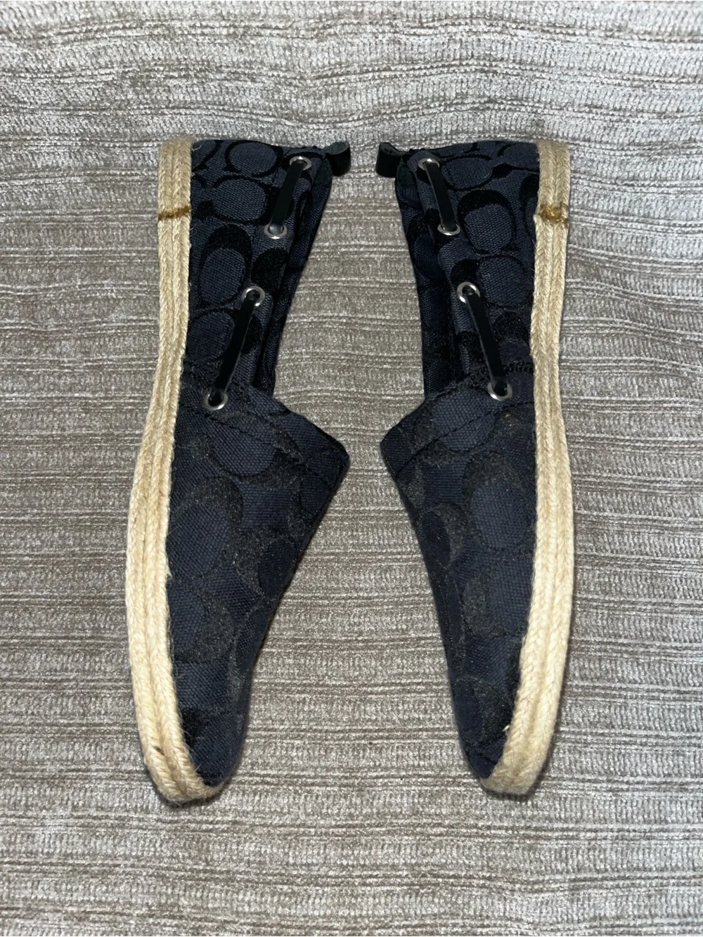 Coach Mellow Espadrilles Black Logo Signature Canvas Flats Shoes Women’s 7.5 New